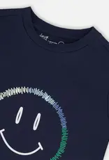 Deux par Deux Navy Organic Tee w/Happy Face