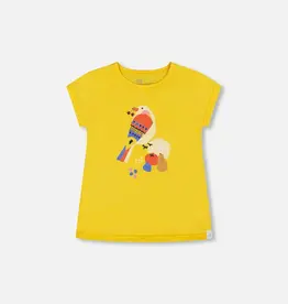 Deux par Deux Bird Print Top Yellow
