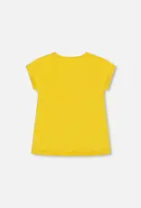 Deux par Deux Yellow Top w/Bird  Print