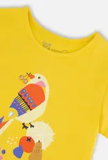 Deux par Deux Yellow Top w/Bird  Print