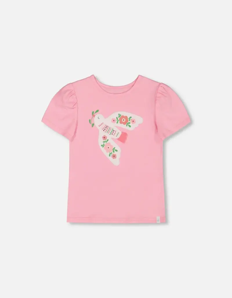 Deux par Deux Prism Pink Top w/Dove Applique