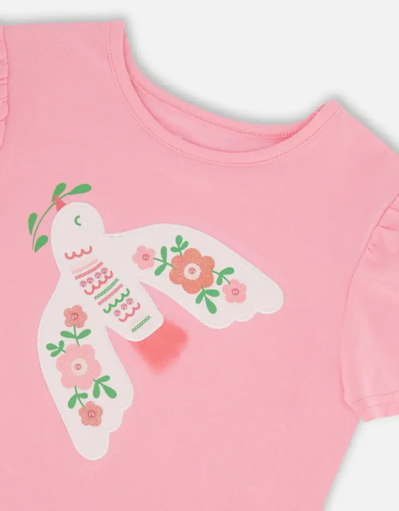 Deux par Deux Prism Pink Top w/Dove Applique