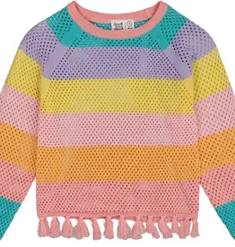 Deux par Deux Layering Top w/Fringe Tropical Rainbow