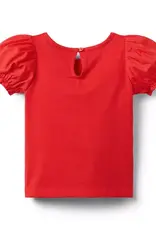 Janie and Jack Red Woven Puff Sleeve S/S Top