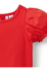Janie and Jack Red Woven Puff Sleeve S/S Top