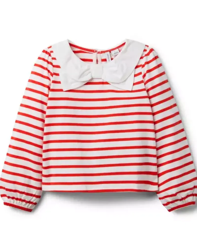 Janie and Jack Red Stripe Collar L/S Top