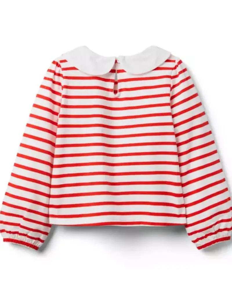 Janie and Jack Red Stripe Collar L/S Top