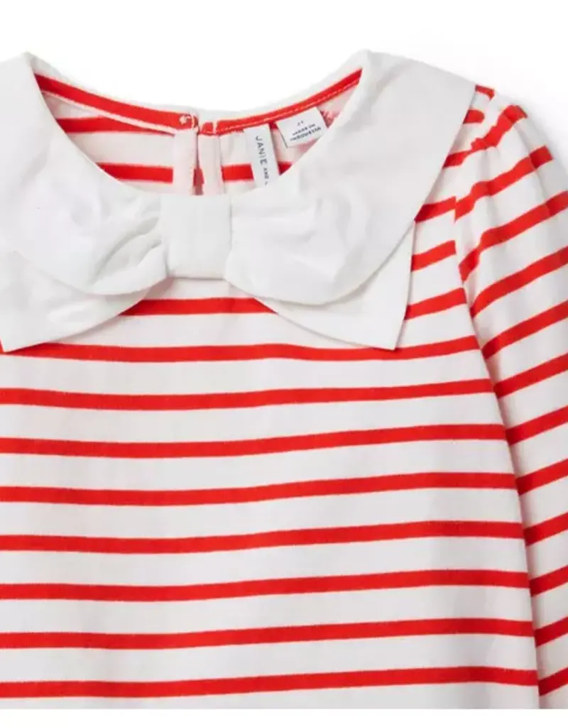 Janie and Jack Red Stripe Collar L/S Top