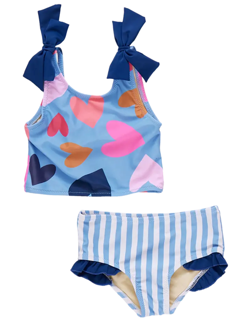 Pink Chicken shelly tankini multi tossed hearts
