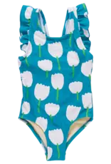 Pink Chicken liv bow suit white tulips