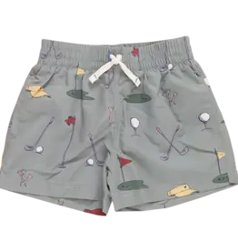 Pink Chicken swim trunk green golf tournament