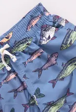 Pink Chicken swim trunk bluestone multi fishies