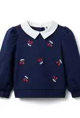 Janie and Jack Navy Cherry Embr Sweatshirt