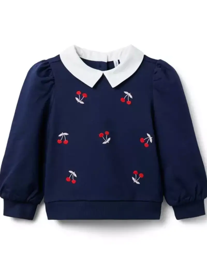 Janie and Jack Navy Cherry Embr Sweatshirt