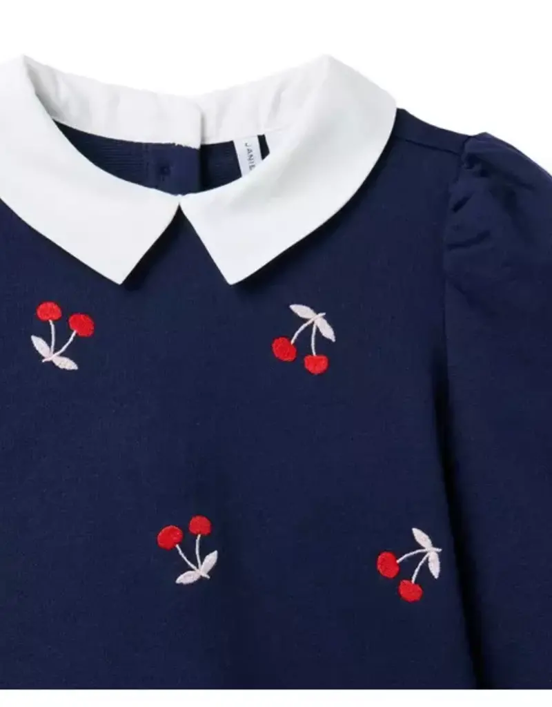 Janie and Jack Navy Cherry Embr Sweatshirt