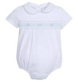 Little English Smocked Peter Pan Bubble Blue Geo