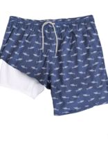 Bermies Navy to Shark Swim Trunks