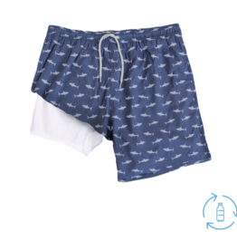 Bermies Navy to Shark Swim Trunks