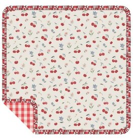 Angel Dear Watercolor Cherries Gingham Ruffle Receiving Blanket