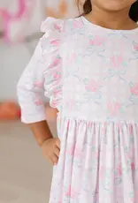 Mila & Rose Ribbons Roses 3/4 Sleeve Ruffle Twirl Dress