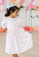 Mila & Rose Ribbons Roses 3/4 Sleeve Ruffle Twirl Dress