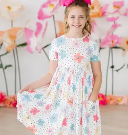 Mila & Rose Dots Daisies S/S Pocket Twirl Dress