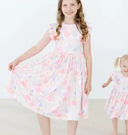 Mila & Rose Castles Rainbows Flutter Sleeve Twirl Dress
