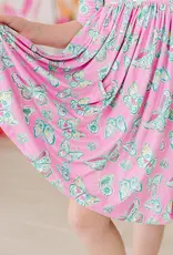 Mila & Rose Butterfly Garden 3/4 Sleeve Pocket Twirl Dress