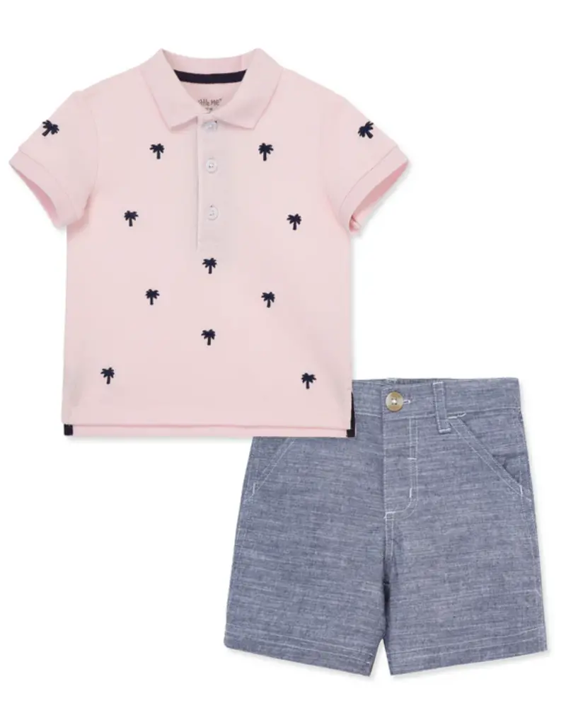 Little Me Palm Polo Short Set