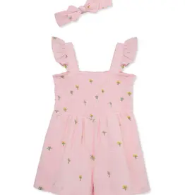 Little Me Floral Schiffli Woven Romper