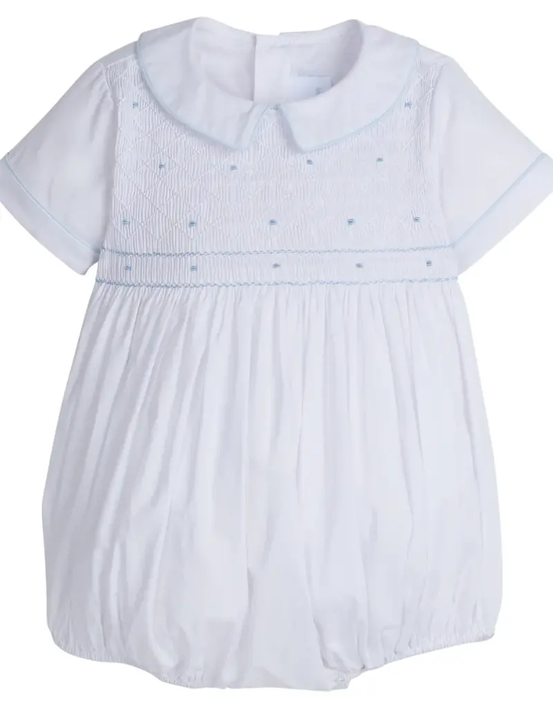 Little English Smocked Theodore Bubble Light Blue