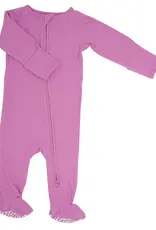 Sweet Bamboo Cashmere Rose Ribbed Zipper Footie