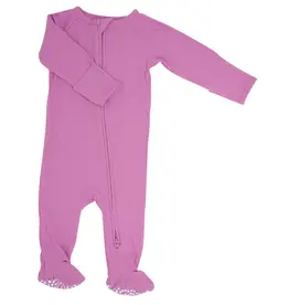 Sweet Bamboo Cashmere Rose Ribbed Zipper Footie