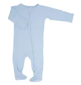Sweet Bamboo Bashful Blue Ribbed Zipper Footie