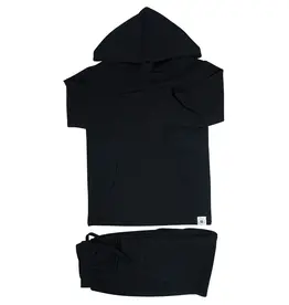 Sweet Bamboo Hooded Jogger Set Blazing Black French Terry