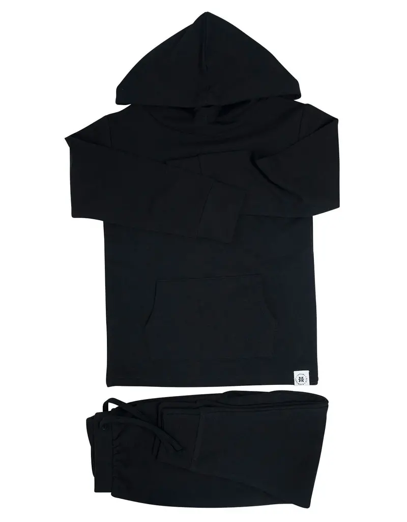 Sweet Bamboo Hooded Jogger Set Blazing Black French Terry