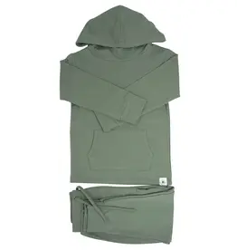 Sweet Bamboo Hooded Jogger Set Army Green French Terry