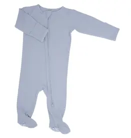 Sweet Bamboo Glacial Grey Ribbed Zipper Footie