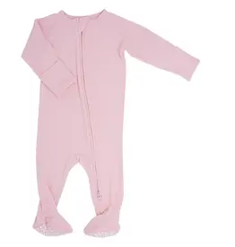 Sweet Bamboo Perfect Pink Ribbed Zipper Footie