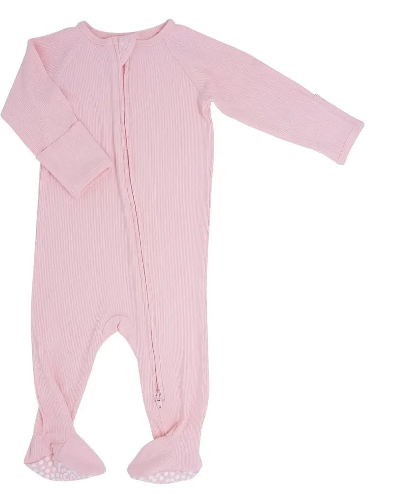 Sweet Bamboo Perfect Pink Ribbed Zipper Footie