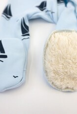 oh baby! Denim Sailboat Print Zipper Footie Sky Blue
