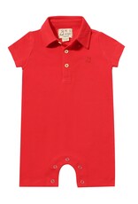 Me & Henry Drift Polo Romper Red Pique
