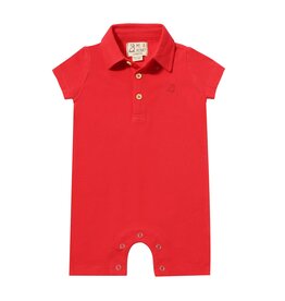 Me & Henry Drift Polo Romper Red Pique