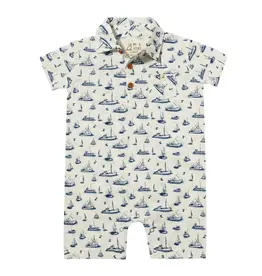 Me & Henry Molokai Navy Boats Romper