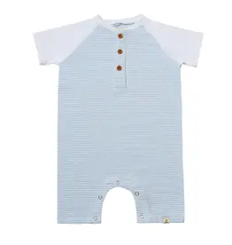 Me & Henry Afloat Raglan Romper Blue/White Stripe