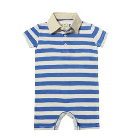 Me & Henry Saltash Polo Romper Royal White Striped