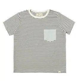 Me & Henry Fowey Pocketed Tee Cream/Navy Stripe