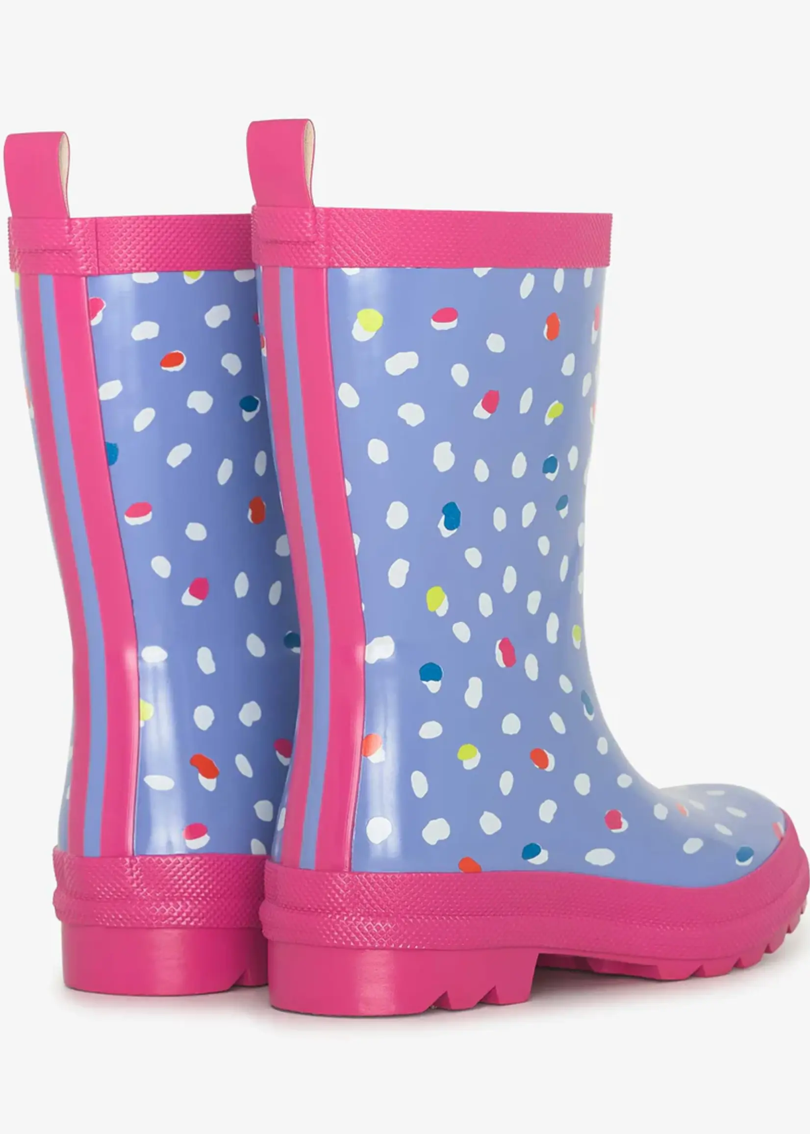 Hatley Kids lots of dots shiny rain boots cornflower blue