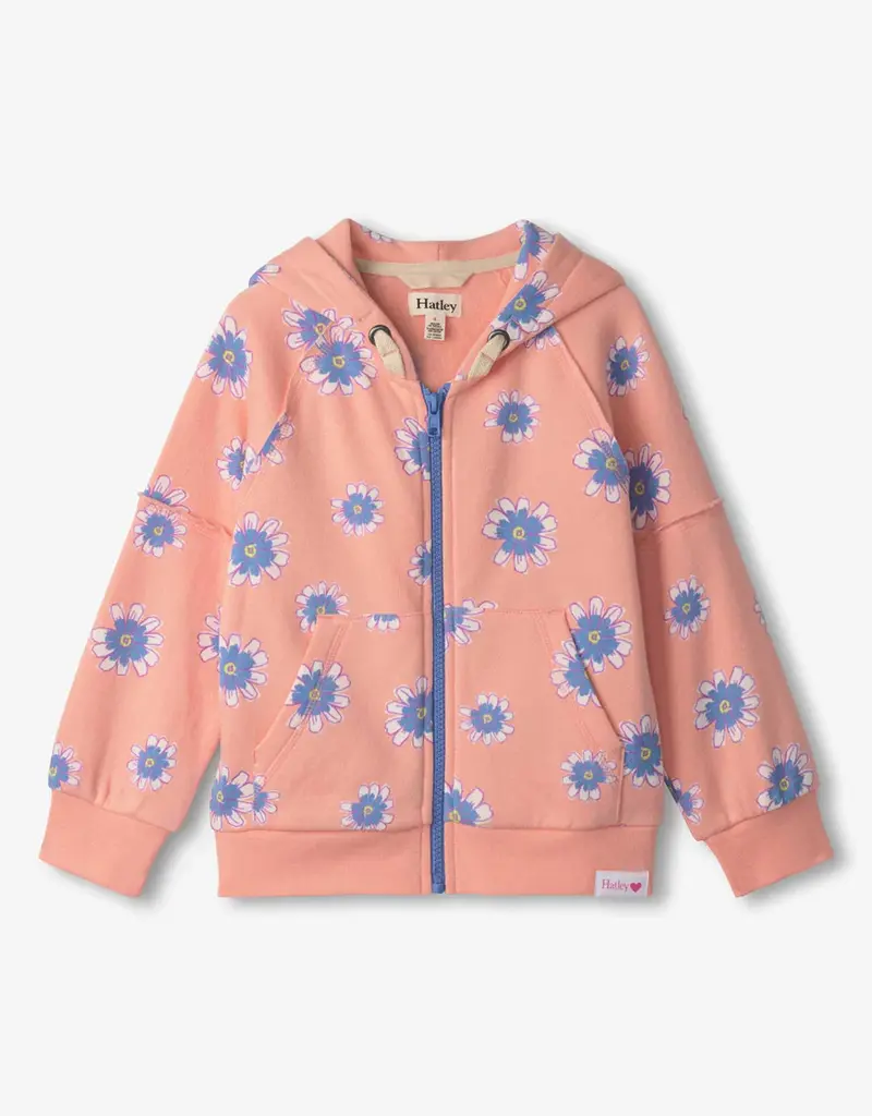Hatley Kids doodle daisy raw edged hoodie apricot