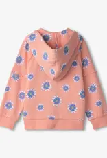 Hatley Kids doodle daisy raw edged hoodie apricot